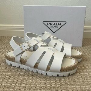 Prada white espadrille rubber cage white sandals. Brand new. Never worn. Size 39